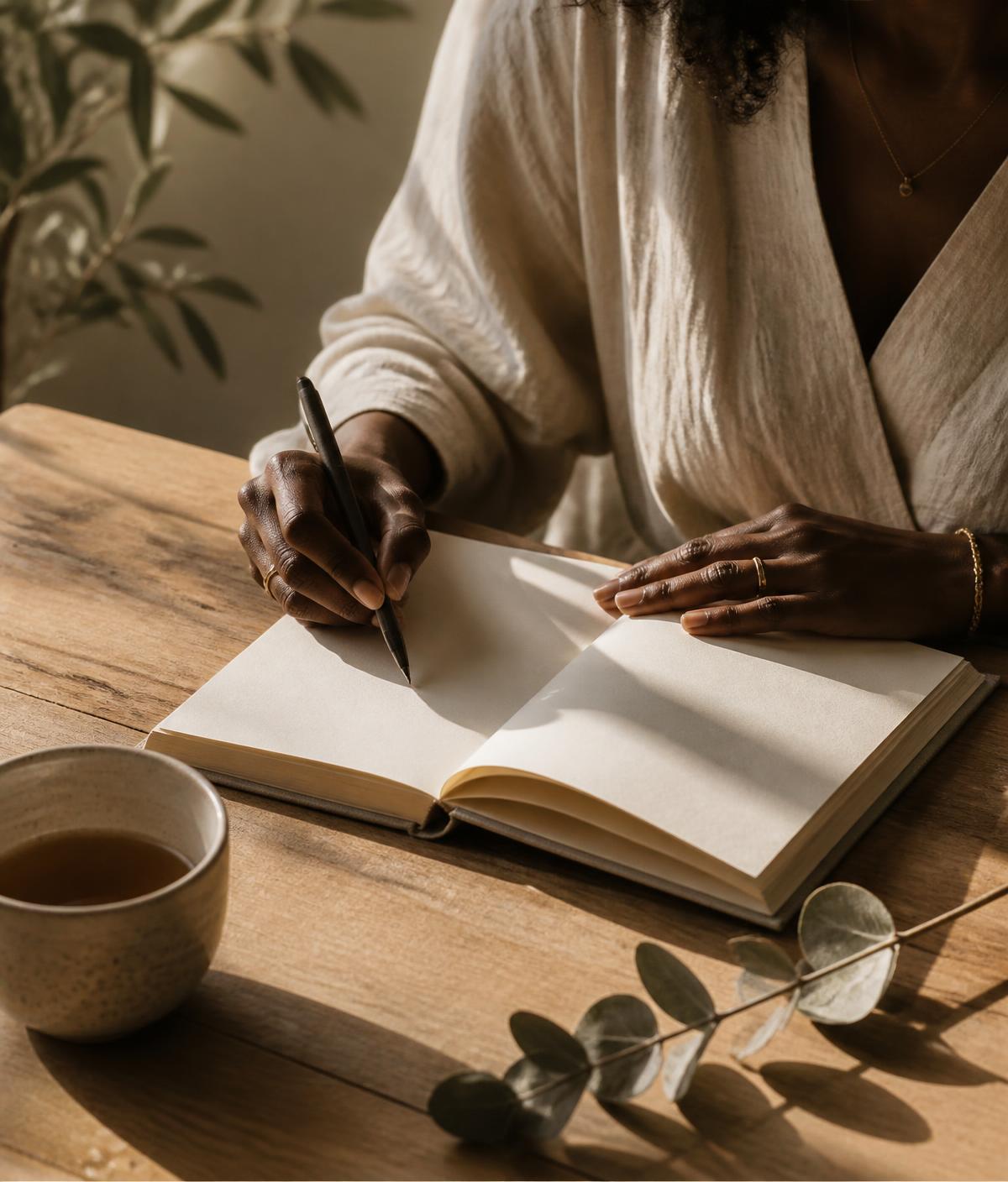 A quiet mindful journaling practice